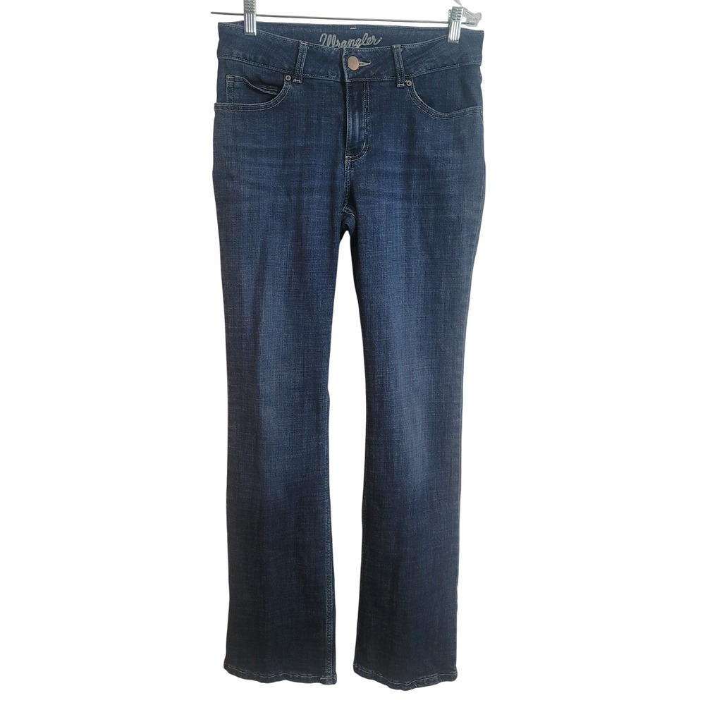 Wrangler Womens‎ Dark Wash Bootcut Jeans Mid Rise Stretch Size 7x34 Western Boho